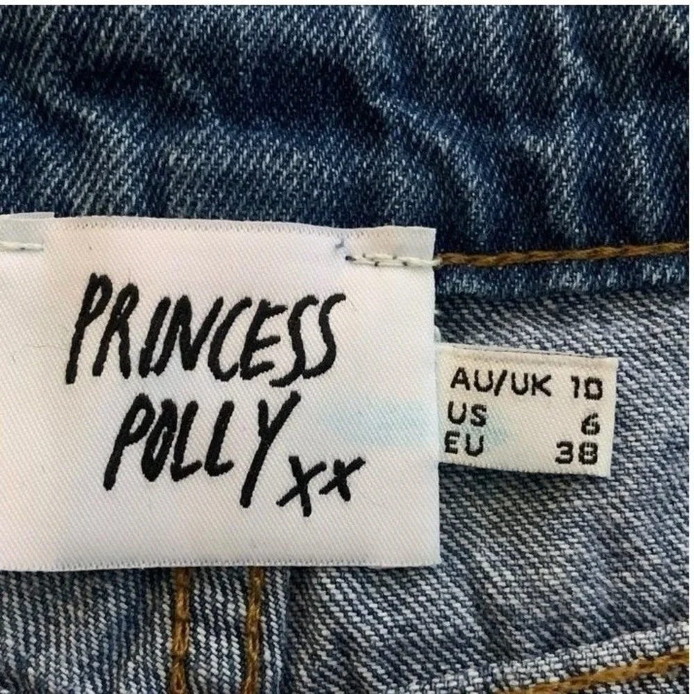 Princess Polly Denim Shorts‎ Women Size 6 Blue Colorblock Pastel Retro Kidcore